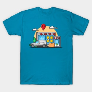 E-Commerce Delivery Cartoon Vector Icon Illustration T-Shirt